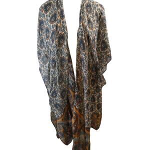 C Women's Sheer Open Tunic Side Slits 100% Polyester Boho Hippie